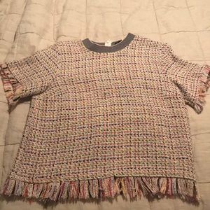 Zara woven shirt with fringe detailing.